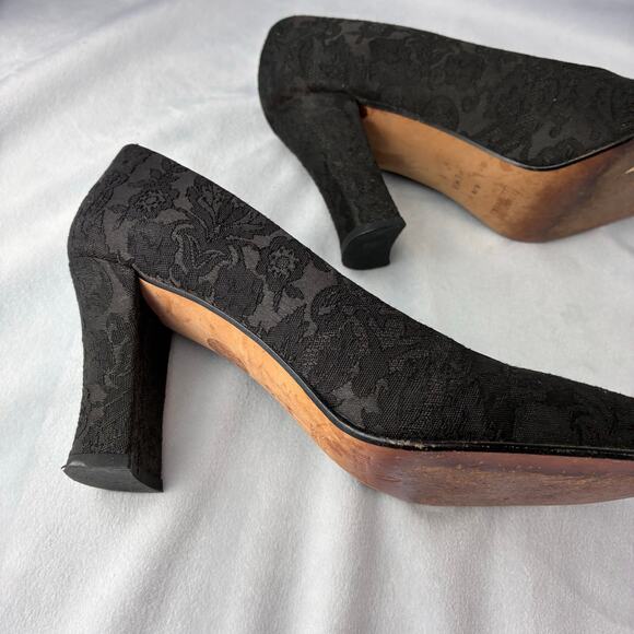 Etienne Aigner All Lace Block Heel Pumps Made in Spain Women's 6 Square Peep Toe - Picture 12 of 13